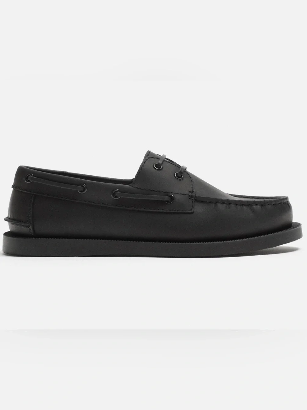 Zara Men's Classic Leather Black Deck Shoes
